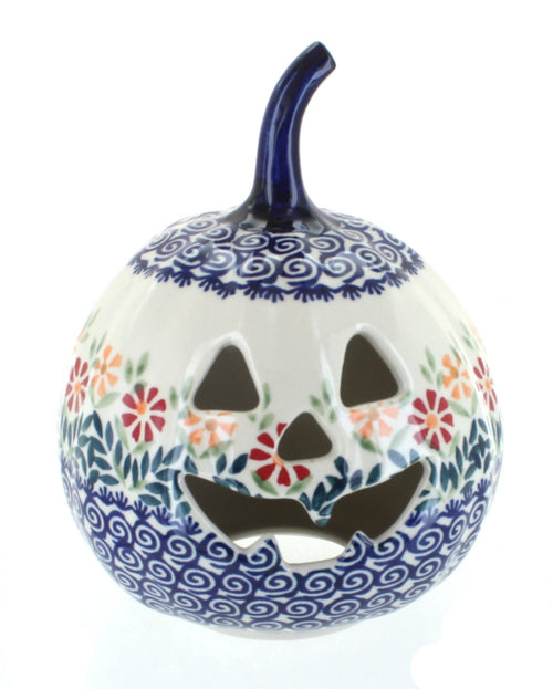 Polish Pottery Garden Bouquet Small Pumpkin Luminary