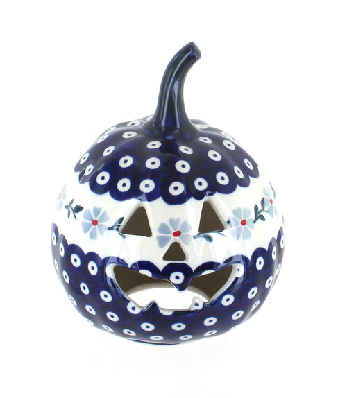 Polish Pottery Blue Violet Small Pumpkin Luminary