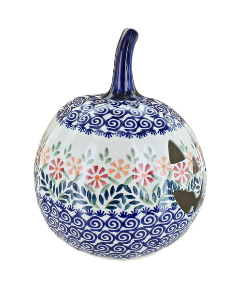 Garden Bouquet Small Pumpkin Luminary Polish Pottery