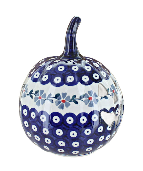 Blue Violet Small Pumpkin Luminary Polish Pottery