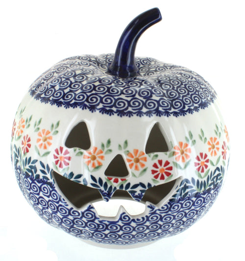Polish Pottery Garden Bouquet Large Pumpkin Luminary