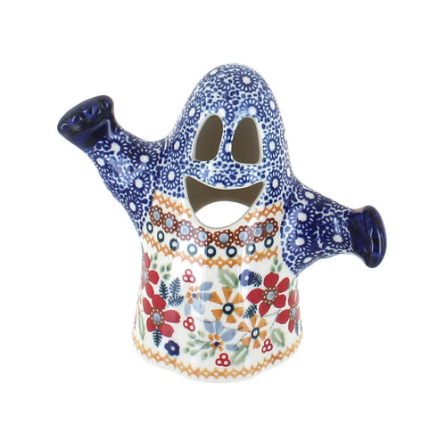 Polish Pottery Red Daisy Ghost Luminary