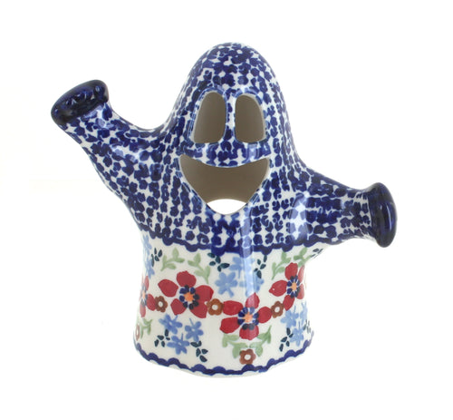 Polish Pottery Red Poppy Ghost Luminary