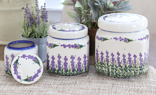 Lavender Fields 3 Piece Canister Set Polish Pottery