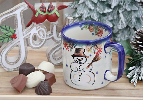Little Snowman Coffee Mug Polish Pottery