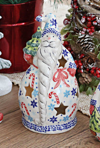 Candy Cane Father Christmas Luminary Polish Pottery