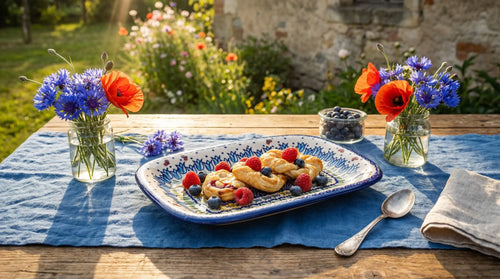 Garden Tulip Small Rectangular Serving Platter Polish Pottery
