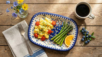 Blue Dahlia Medium Rectangular Serving Platter Polish Pottery
