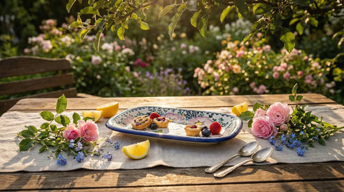 Apple Blossom Medium Rectangular Serving Platter Polish Pottery