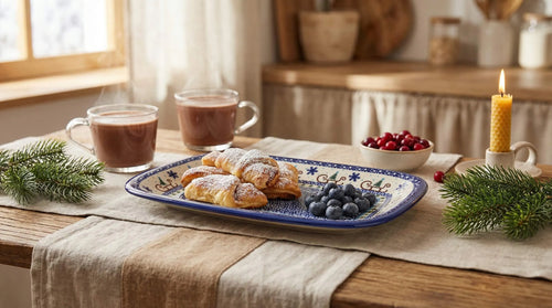 Noel Nights Large Rectagular Serving Platter Polish Pottery