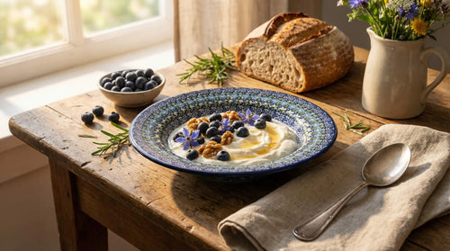 Sapphire Fields Soup Plate Polish Pottery