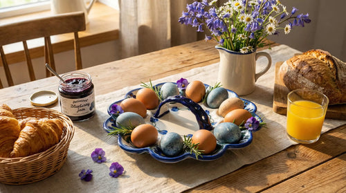Forget Me Not Egg Plate Polish Pottery