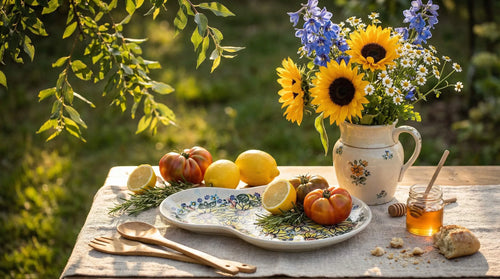 Sunflower Maze Breakfast Plate Polish Pottery