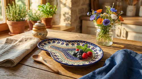 Aztec Flower Breakfast Plate Polish Pottery