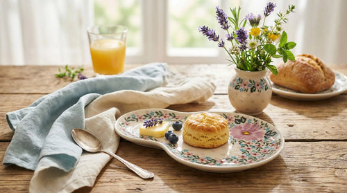 Lilac Garden Breakfast Plate Polish Pottery