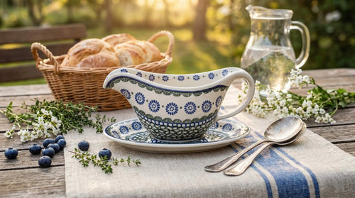 Maia Gravy Boat & Plate Polish Pottery