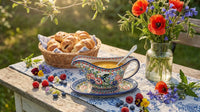 Hummingbird Gravy Boat & Plate Polish Pottery