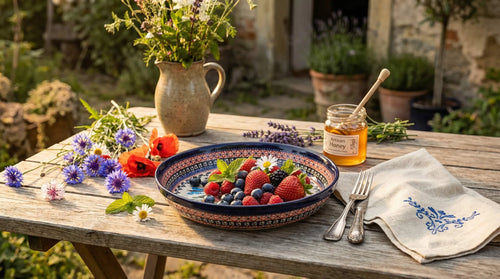 Floral Butterfly Pie Plate Polish Pottery