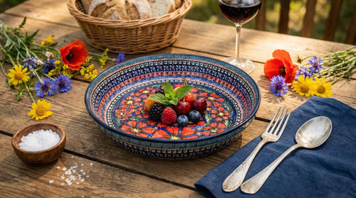 Jungle Flower Pie Plate Polish Pottery