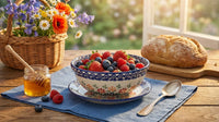Garden Bouquet Berry Bowl With Plate Polish Pottery