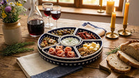 Blue Violet Tray with 4 Plates Polish Pottery