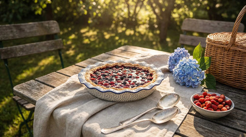 Small Dots Pie Plate Polish Pottery