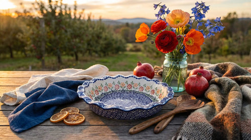 Garden Bouquet Pie Plate Polish Pottery