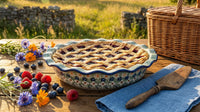 Green Daisy Pie Plate Polish Pottery