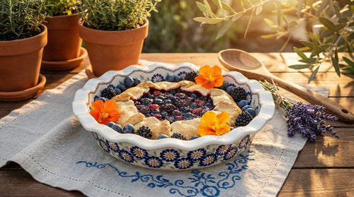 Peach Blossom Pie Plate Polish Pottery