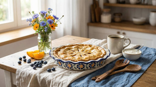 Sunflower Pie Plate Polish Pottery
