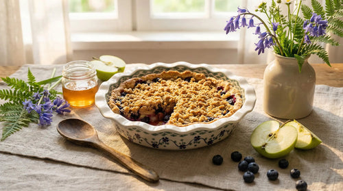 Sage Floral Pie Plate Polish Pottery