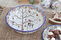 Little Snowman Large Serving Bowl Polish Pottery