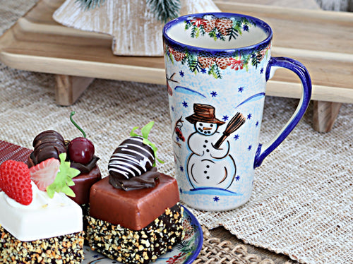 Little Snowman Large Coffee Mug Polish Pottery