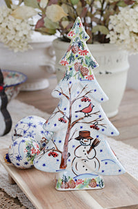 Little Snowman Flat Christmas Tree Polish Pottery