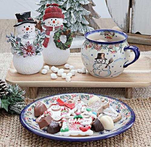 Little Snowman Bubble Soup Mug Polish Pottery