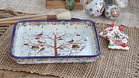 Little Snowman Medium Rectangular Baker Polish Pottery