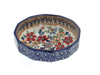 Polish Pottery Red Daisy Small Angular Bowl