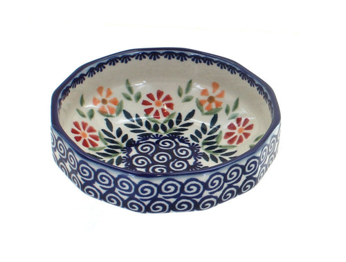 Polish Pottery Garden Bouquet Small Angular Bowl