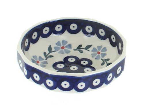 Polish Pottery Blue Violet Small Angular Bowl