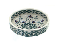 Polish Pottery Sage Floral Small Angular Bowl