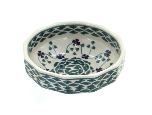 Polish Pottery Sage Floral Small Angular Bowl
