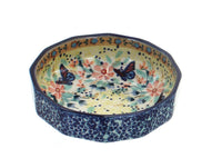Polish Pottery Blue Butterfly Small Angular Bowl