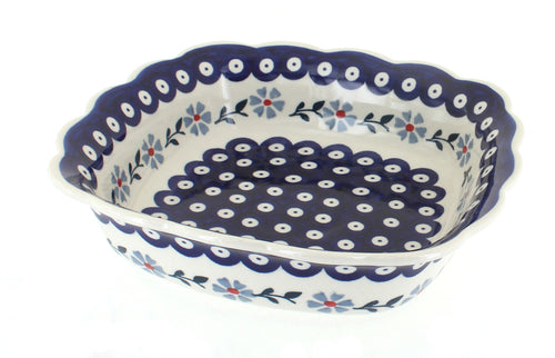 Polish Pottery Blue Violet Small Square Serving Dish