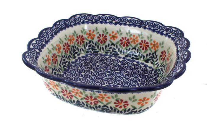 Polish Pottery Garden Bouquet Medium Square Serving Dish