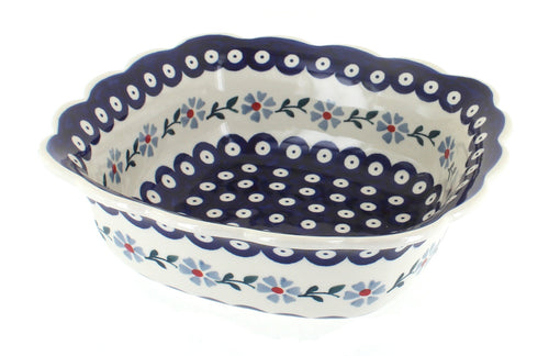 Polish Pottery Blue Violet Medium Serving Dish