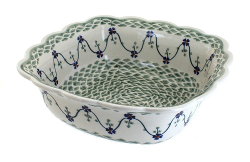 Polish Pottery Sage Floral Medium Square Serving Dish