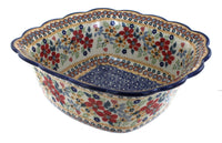 Polish Pottery Red Daisy Large Square Serving Dish