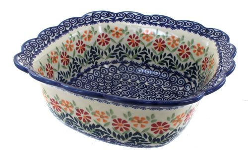 Polish Pottery Garden Bouquet Large Square Serving Dish