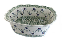 Polish Pottery Sage Floral Large Square Serving Dish