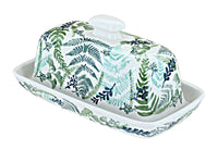 Polish Pottery Woodland Fern Butter Dish